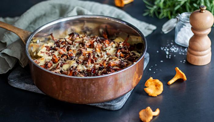 Gratin mit Pfifferlingen und Topinambur