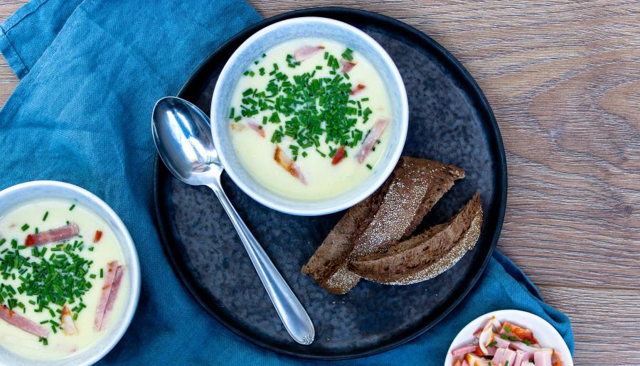 Kartoffelsuppe mit Schinken oder Lachs